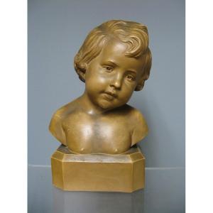 Buste d'Enfant En Terre Cuite Art Déco Par D. Daniel.