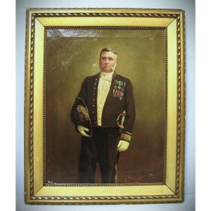 Portrait Of An Inspector Or Prefect. Oil On Canvas Signed J. Valentinelli 1910.