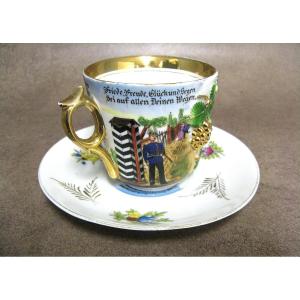 Large Reservist Cup With Painted Scenes And Legends - Prussia 1900.