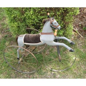 Cheval Tricycle D’enfant à Manivelle Fin XIX E. Jouet Ancien.