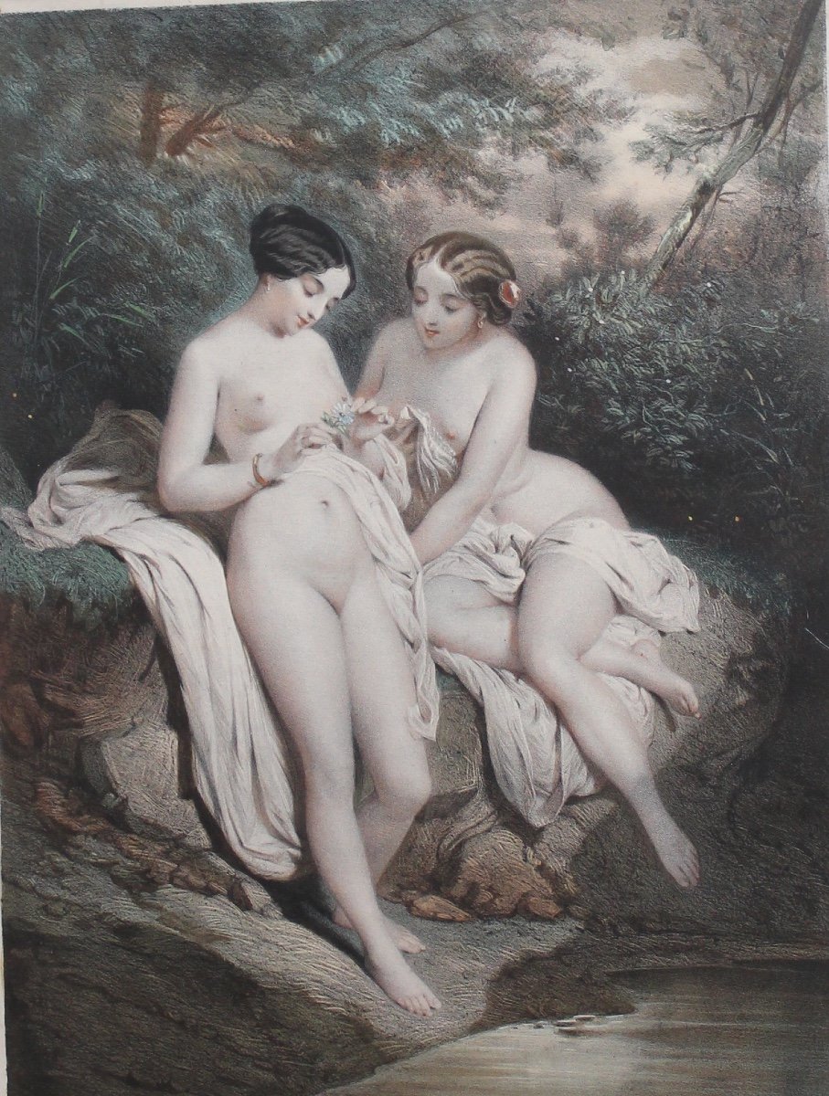 Paire de gravures "la sortie du bain"-photo-4