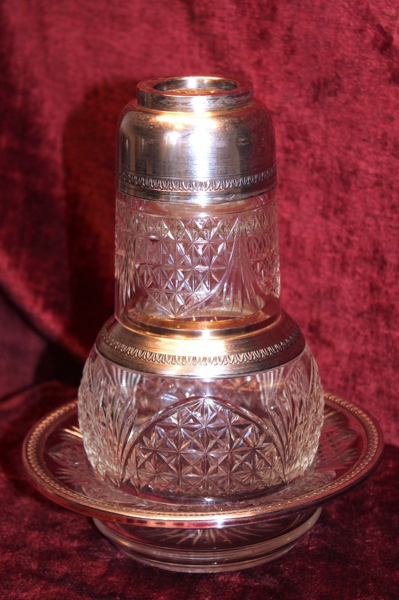 Service de nuit en cristal taillé et argent, circa 1900-photo-3
