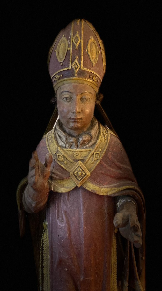 Statue saint évêque, XVIIe-photo-2