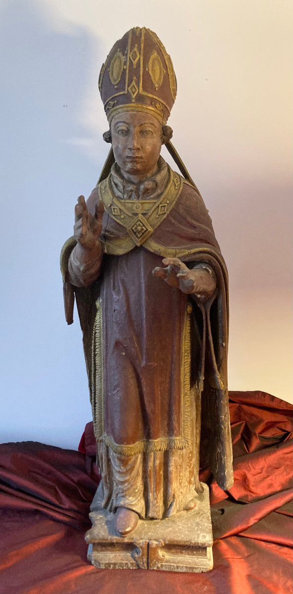 Statue saint évêque, XVIIe-photo-3