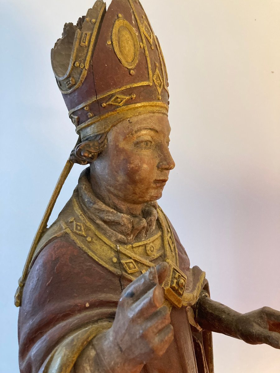 Statue saint évêque, XVIIe-photo-4