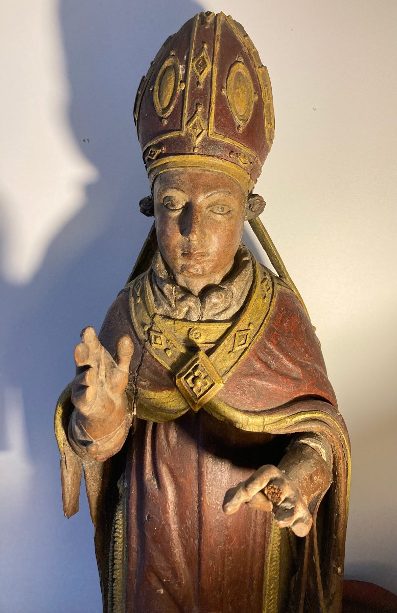 Statue saint évêque, XVIIe-photo-2