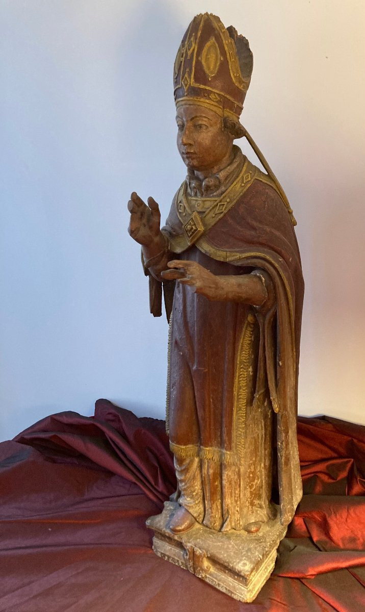 Statue saint évêque, XVIIe-photo-3