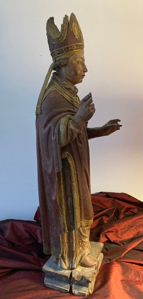 Statue saint évêque, XVIIe-photo-4