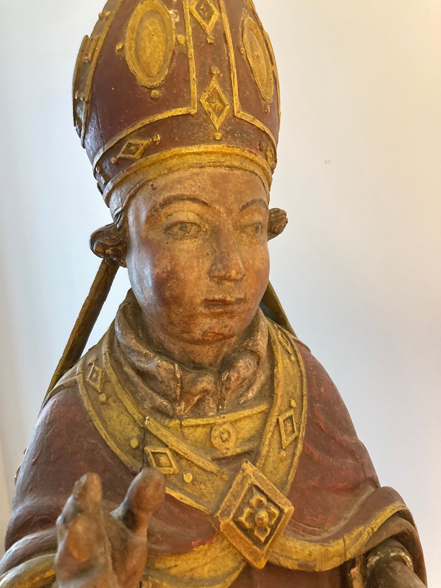 Statue saint évêque, XVIIe-photo-5