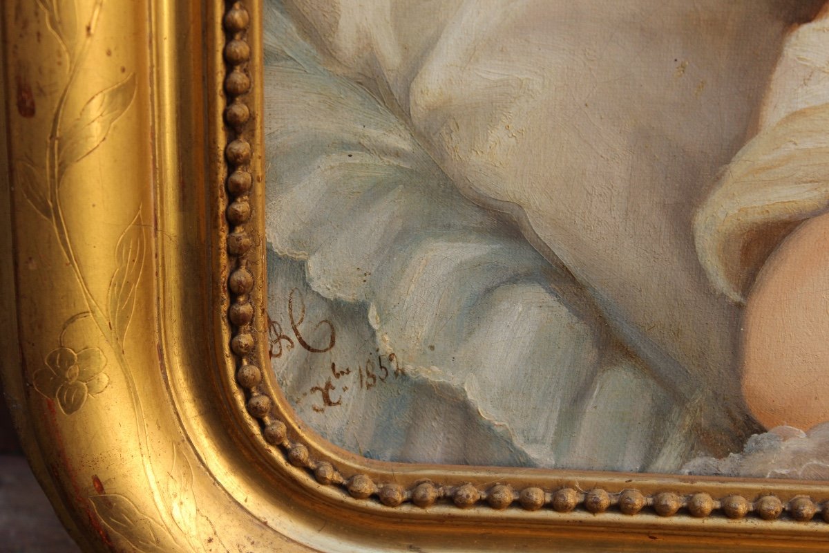 Enfant endormi, huile sur toile-photo-3
