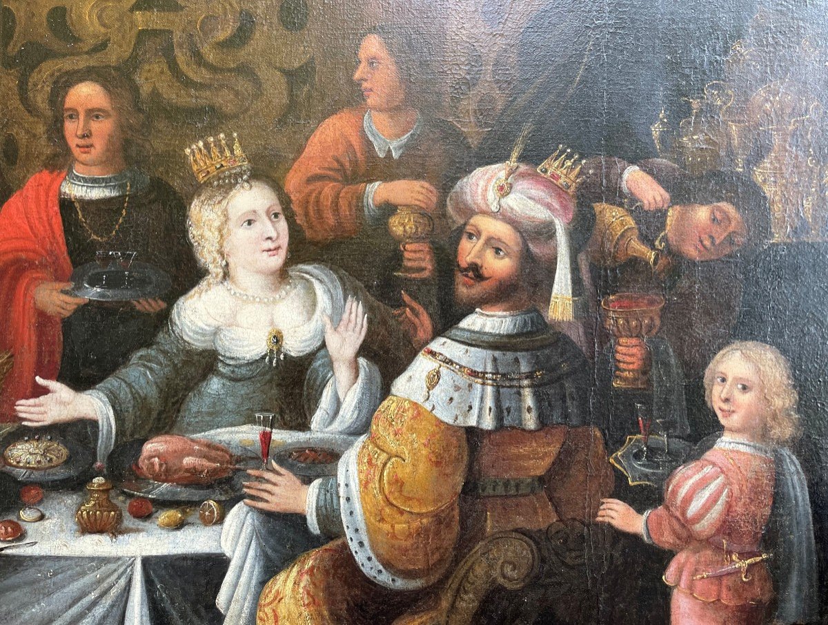  Frans Francken Et Son Atelier - Le Banquet d'Esther - début XVIIe -photo-4