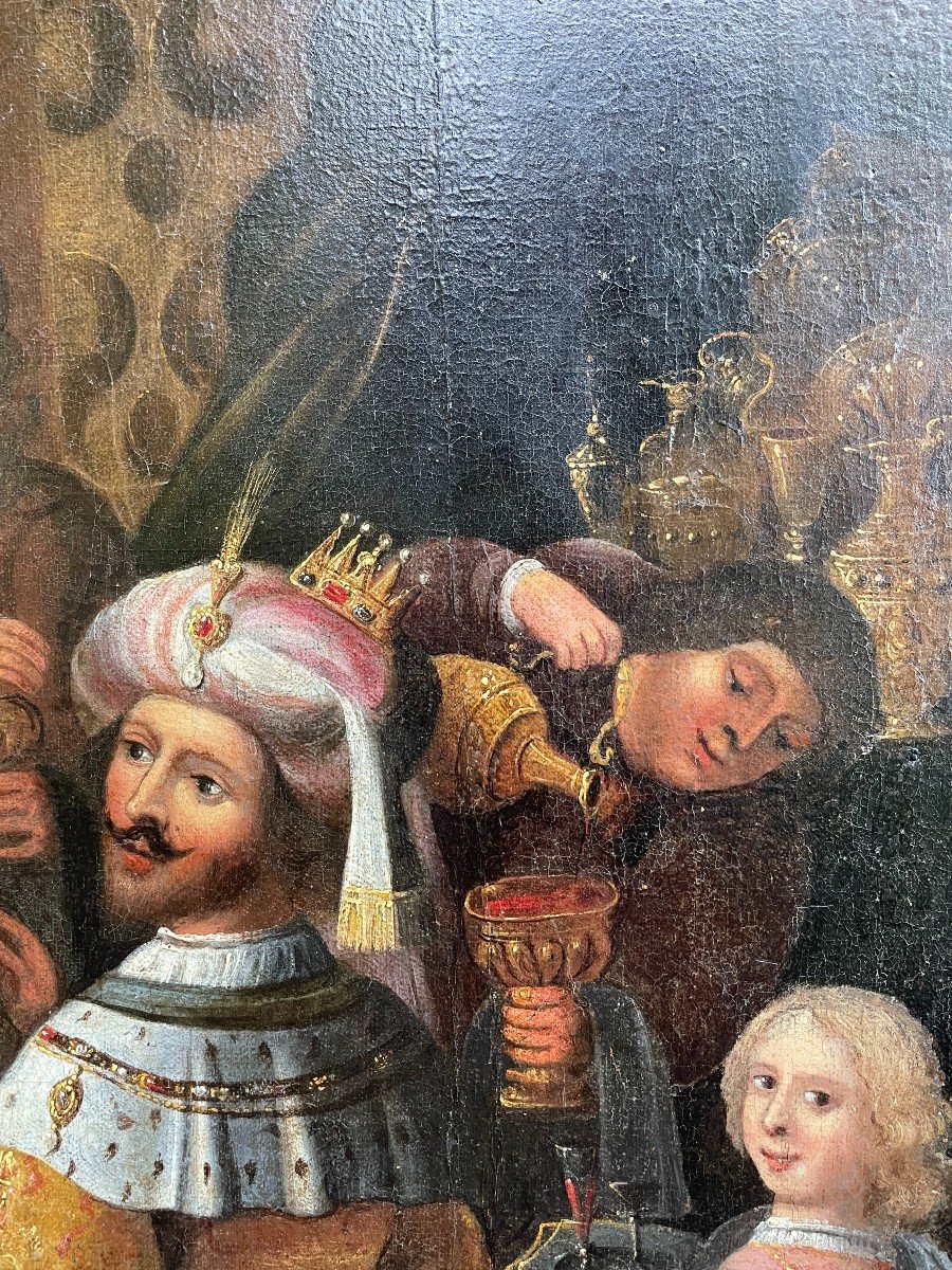  Frans Francken Et Son Atelier - Le Banquet d'Esther - début XVIIe -photo-1