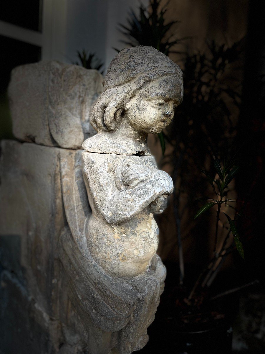 Important Pair Of Stone Angels - XVIth-photo-3