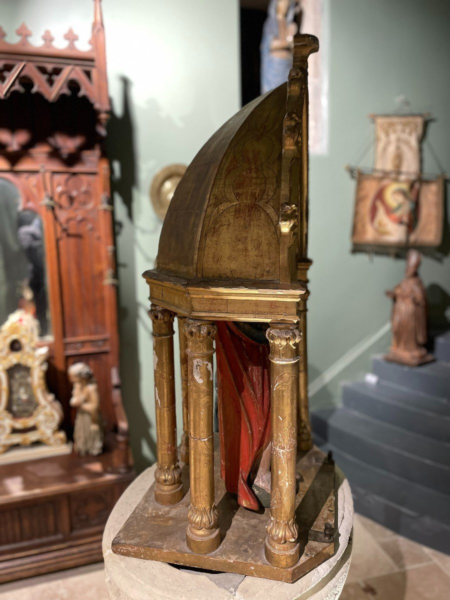 Ciborium en bois doré - Début XIXe-photo-4