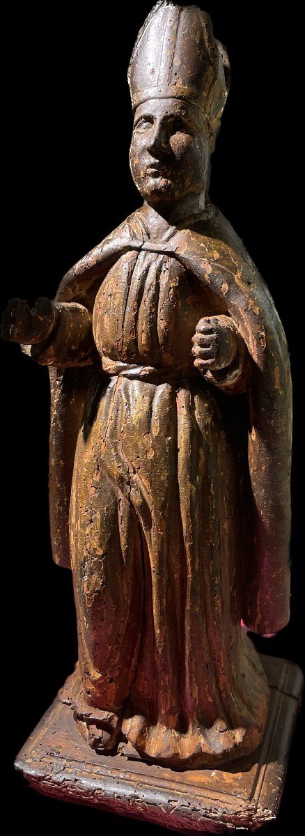 Sculpture d'Un Saint Evêque Du XVIIe