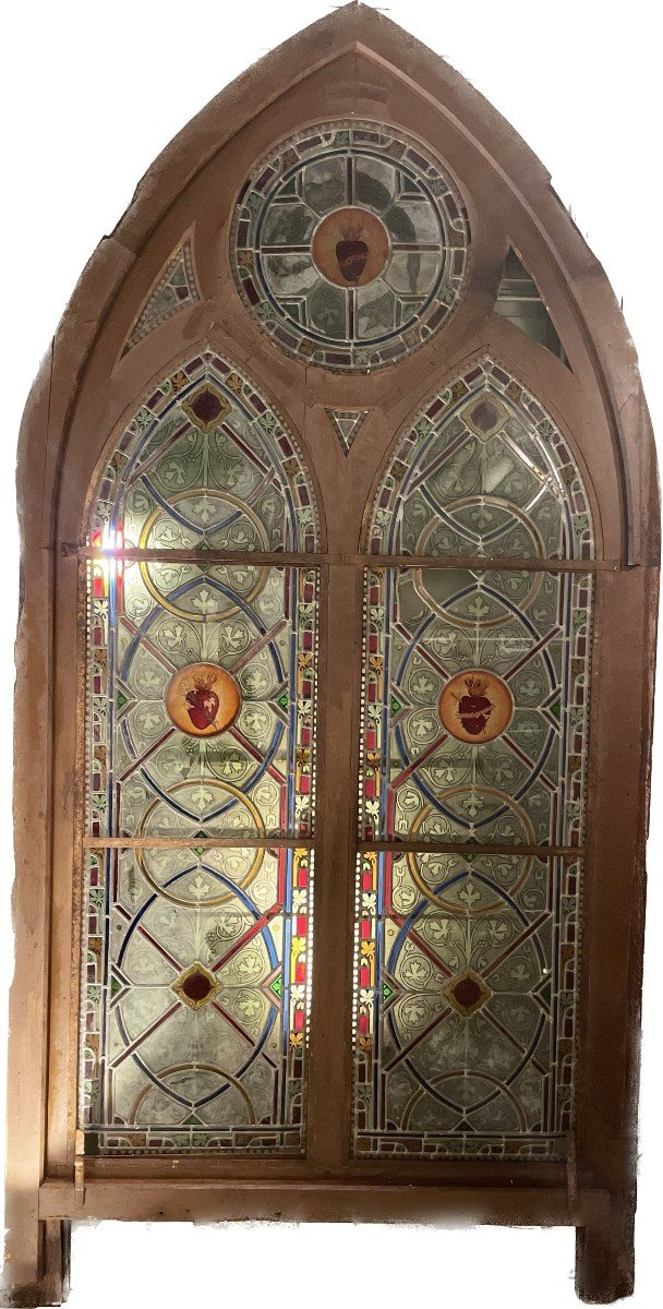 Set Of Stained Glass Windows On Carpentry In Ogive - Early Nineteenth