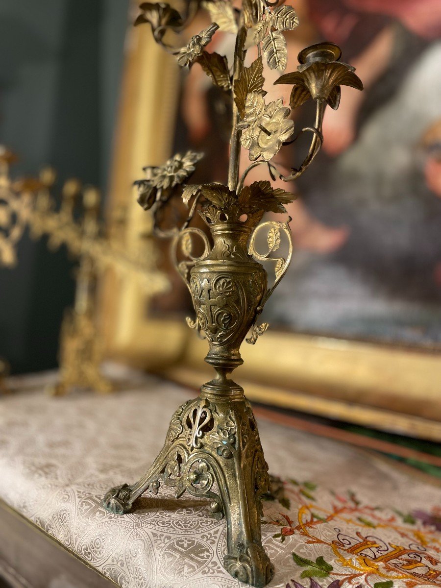 Pair Of Church Vases Forming Candelabra - Nineteenth-photo-3