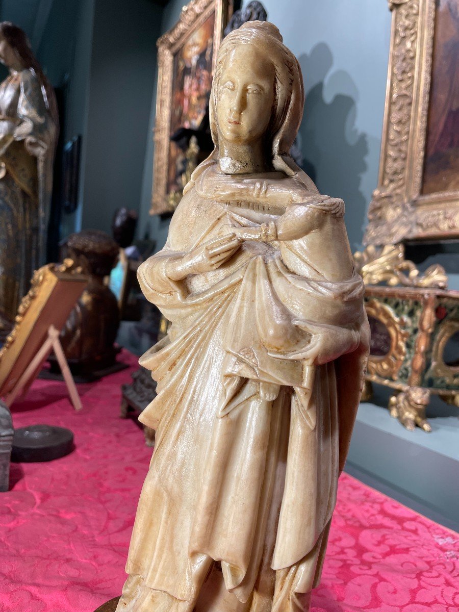 Madone à l'Enfant En Albâtre - XVIIe-photo-1