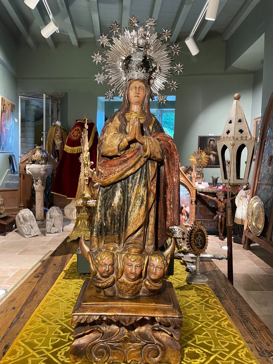 Vierge En Oraison Et Sa Couronne d'Argent  - XVIIIe-photo-4