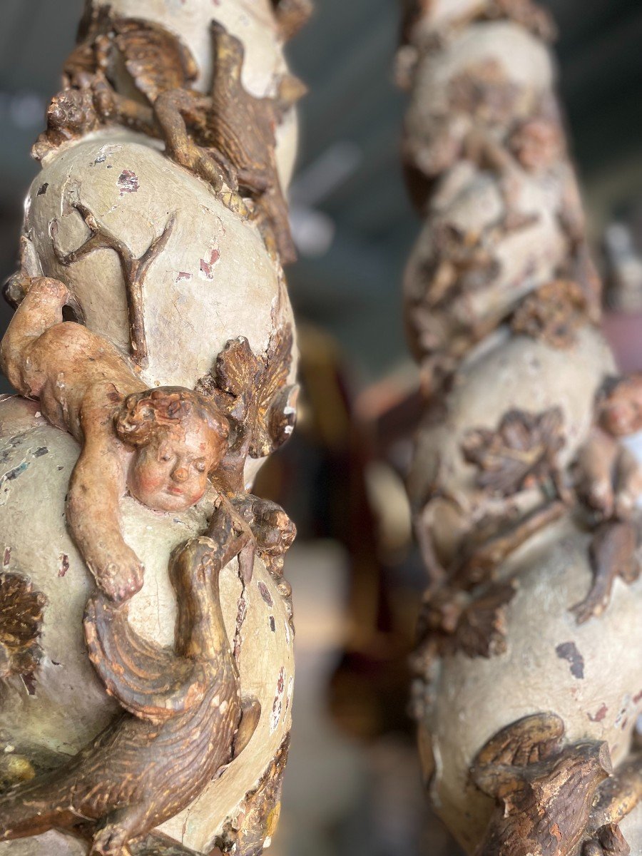 Pair Of Altarpiece Columns - Eighteenth-photo-2