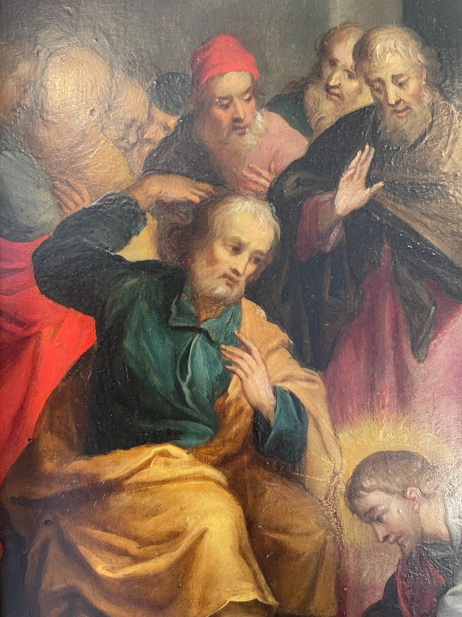Religious Painting The Washing Of The Feet - XVIIth-photo-3