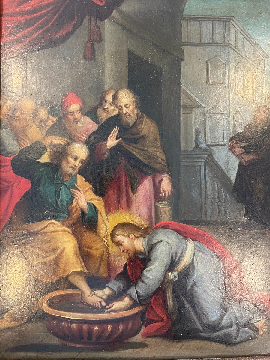Religious Painting The Washing Of The Feet - XVIIth-photo-4