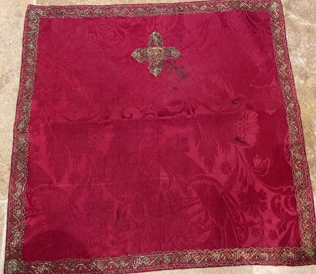 Red Chasuble - Complete Set - Early 19th Century-photo-2