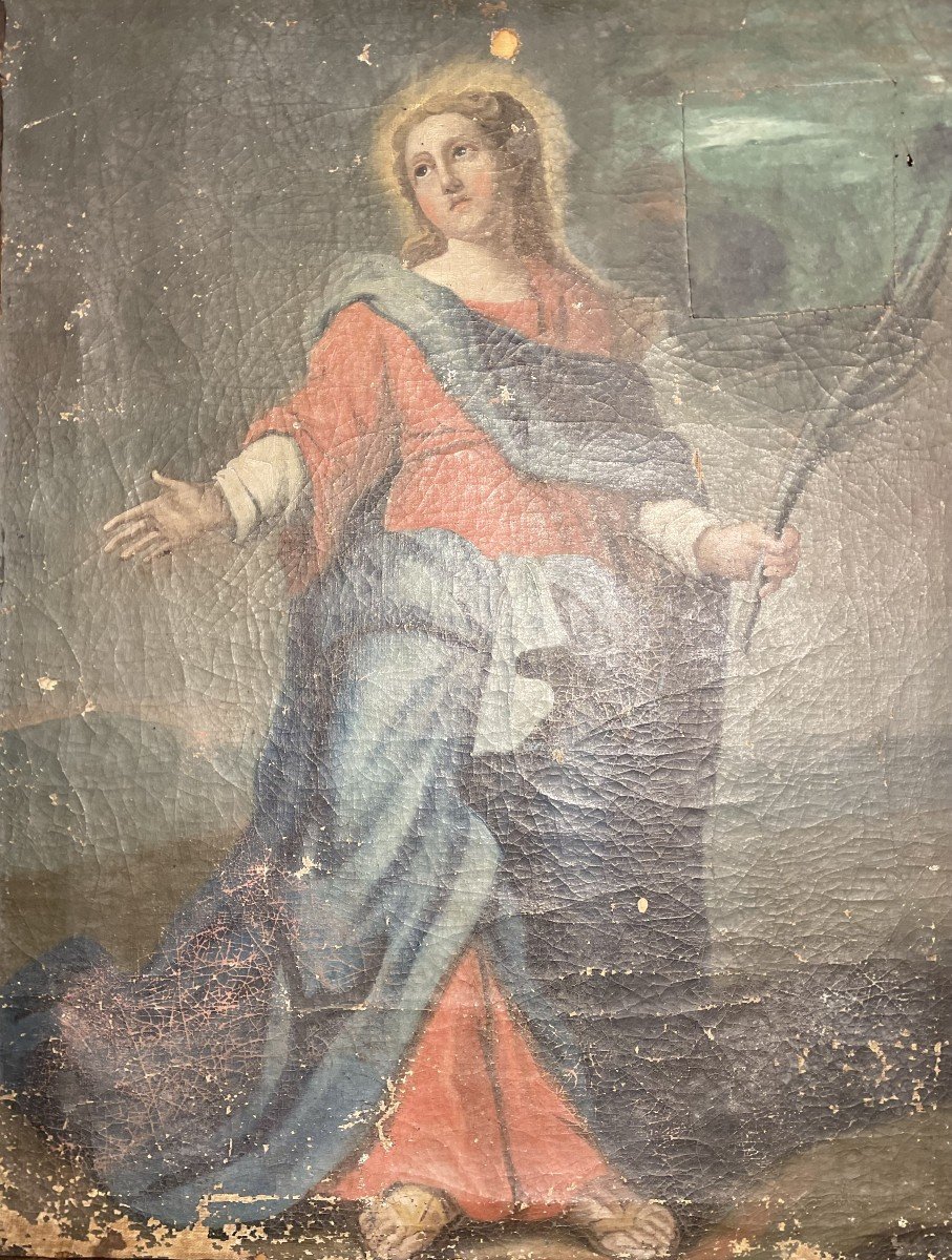 Sainte Ursule Martyre - Huile Sur Toile - XVIIe-photo-3