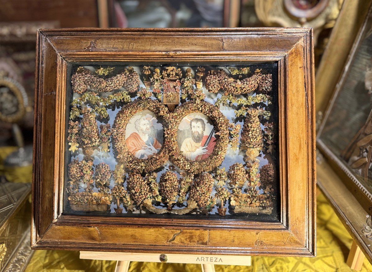 Devotional Work In Straw Marquetry - 18th Century-photo-5