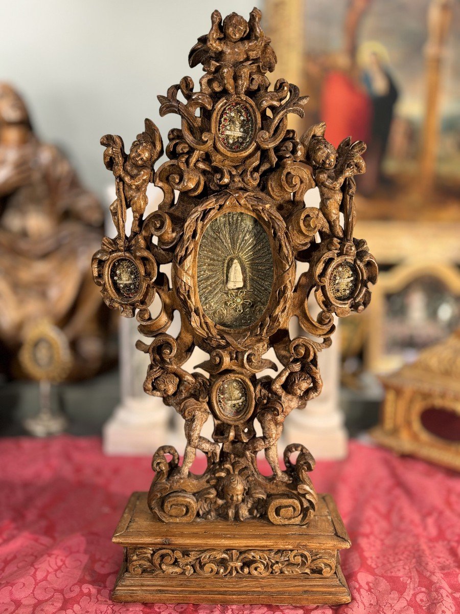 Reliquary Of Saint Alexander Decorated With Cherubs - 18th Century -photo-3