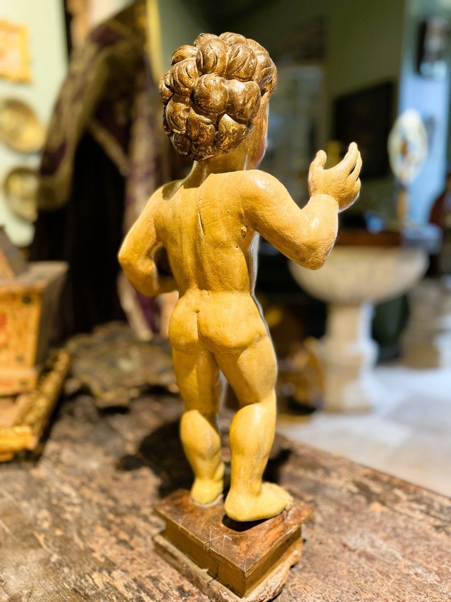 Blessing Child - Wooden Statue - 17th Century-photo-4