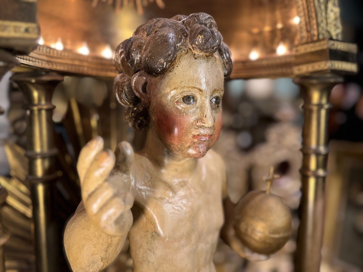 Blessing Child - Wooden Statue - 17th Century