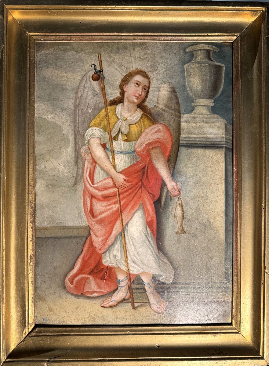 Oil On Copper - The Archangel And The Fish – Circa 1730