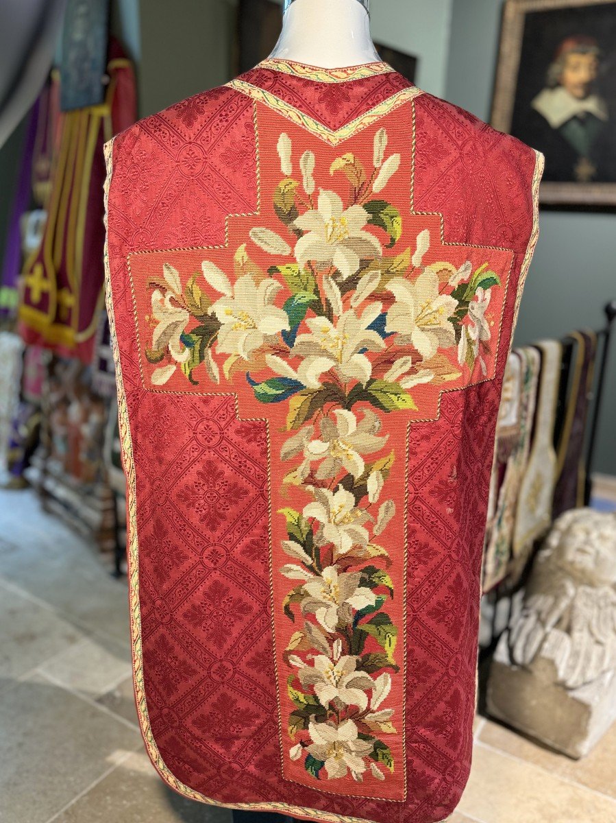 Complete Ornament - Red Chasuble - 19th Century-photo-4
