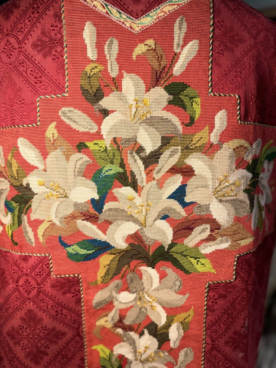 Complete Ornament - Red Chasuble - 19th Century-photo-1