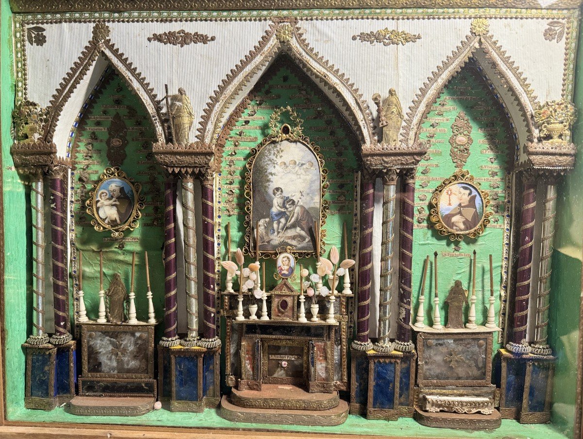 Grand Reliquaire En Trois Chapelles Avec 77 Reliques - XIXe-photo-3