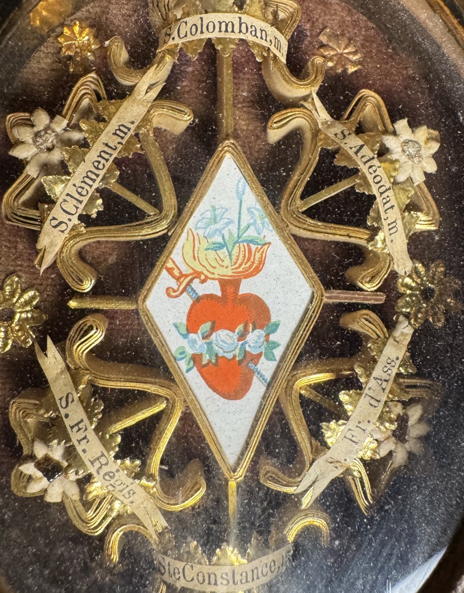 Paperolle Oval Reliquary - 19th Century-photo-4