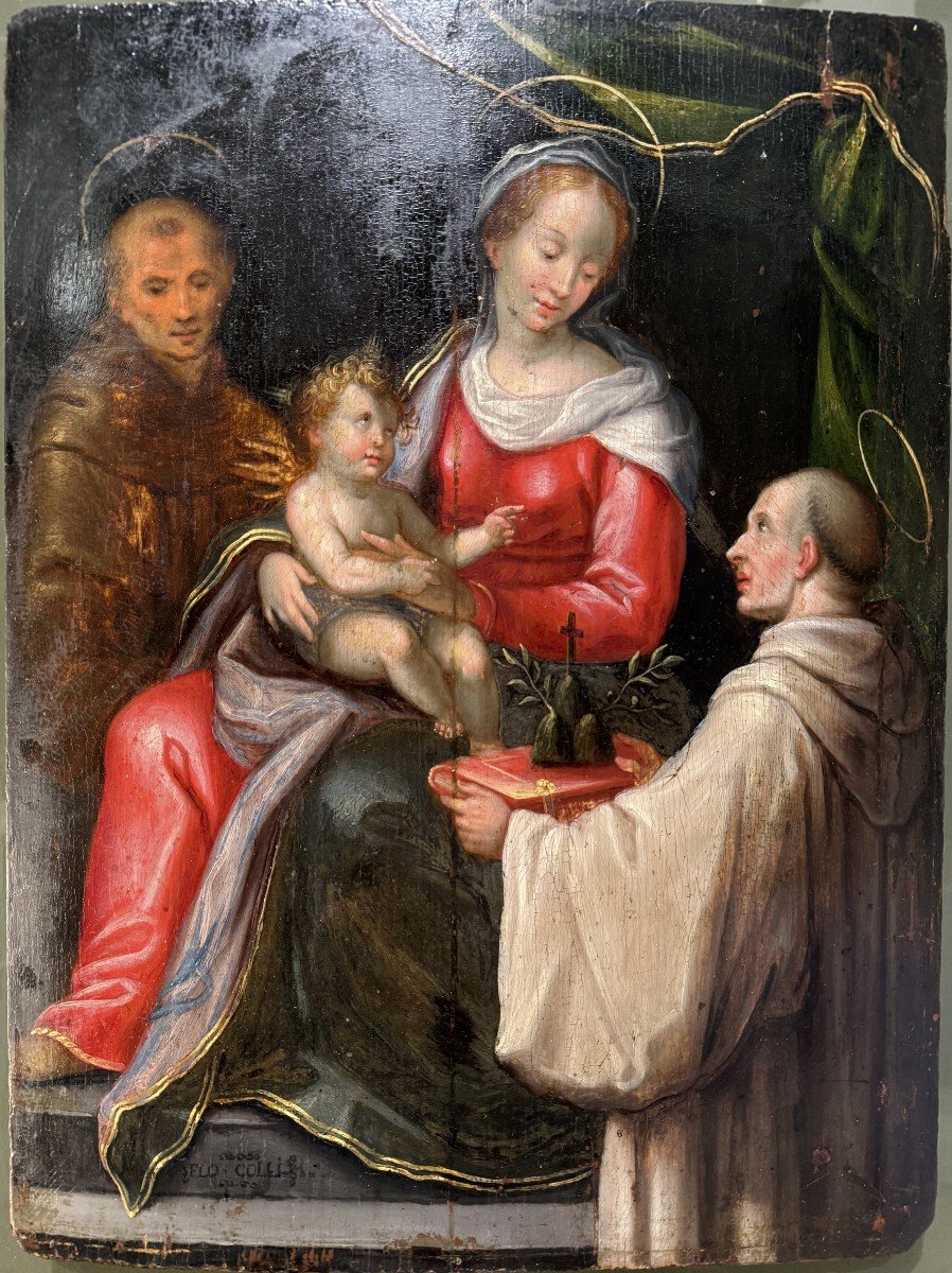 Vierge à l'Enfant Accompagnée Des Saints François Et Benoit – XVIIe-photo-2