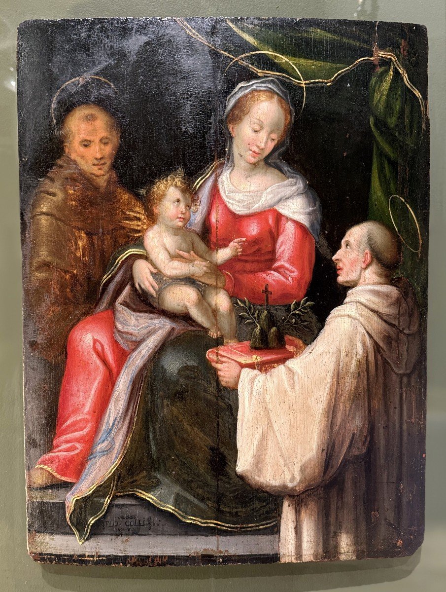 Vierge à l'Enfant Accompagnée Des Saints François Et Benoit – XVIIe-photo-3