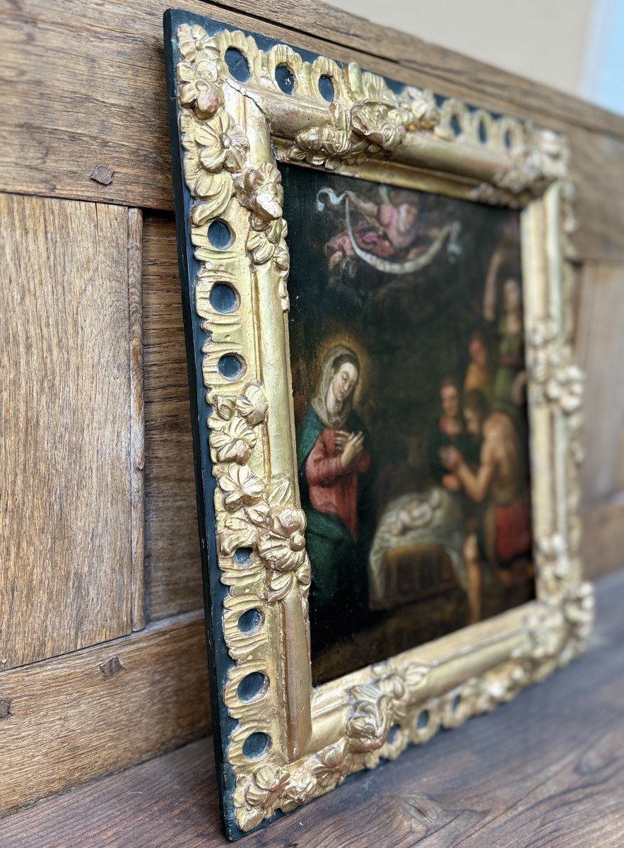 Nativité - Huile Sur Cuivre - XVIIe-photo-3