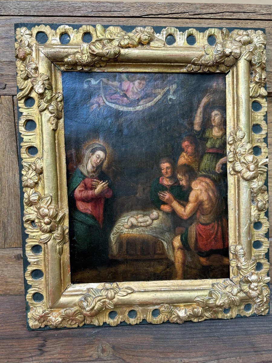Nativité - Huile Sur Cuivre - XVIIe-photo-1