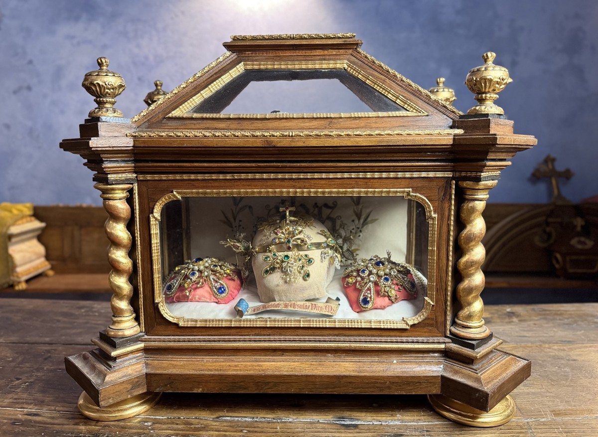 Remarquable Chasse  Reliquaire De La Compagnie Sainte Ursule – XIXe-photo-4