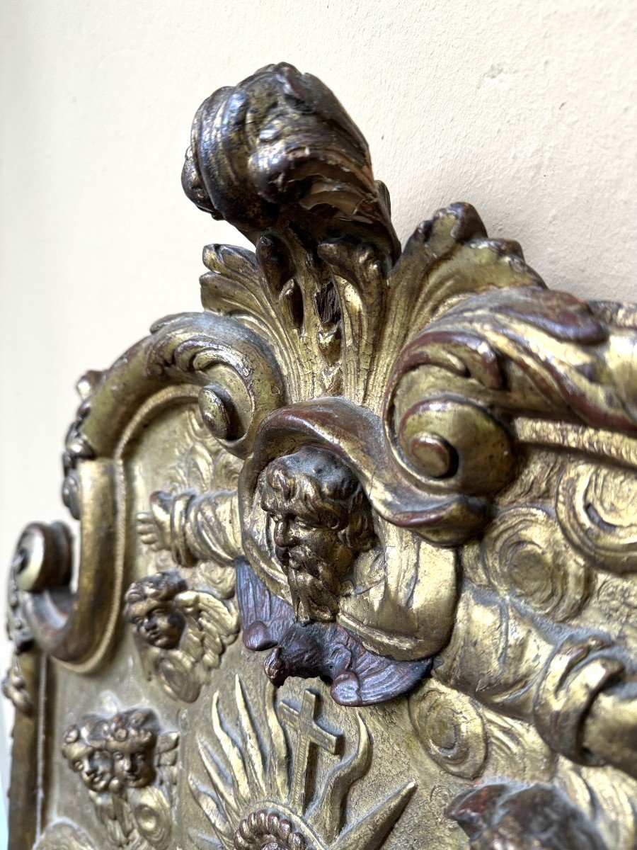 Holy Trinity In Gilded And Carved Wood – 18th Century-photo-4