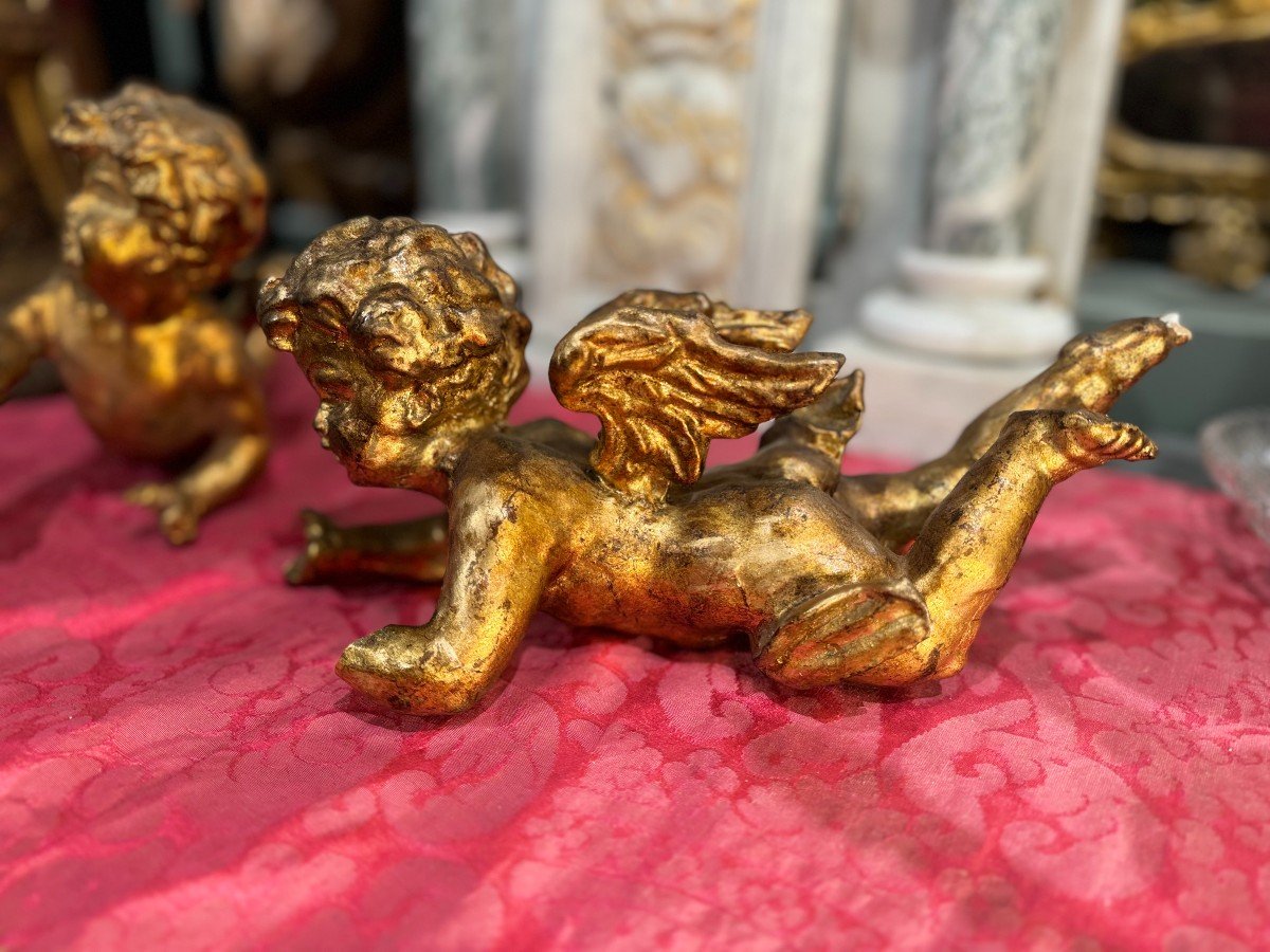 Pair Of Angels In Golden Wood – Late 19th Century-photo-3
