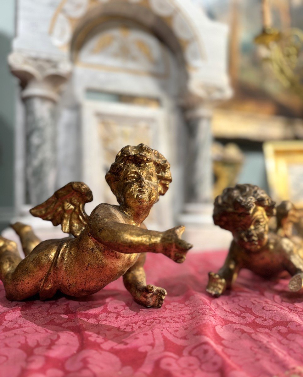 Pair Of Angels In Golden Wood – Late 19th Century-photo-4