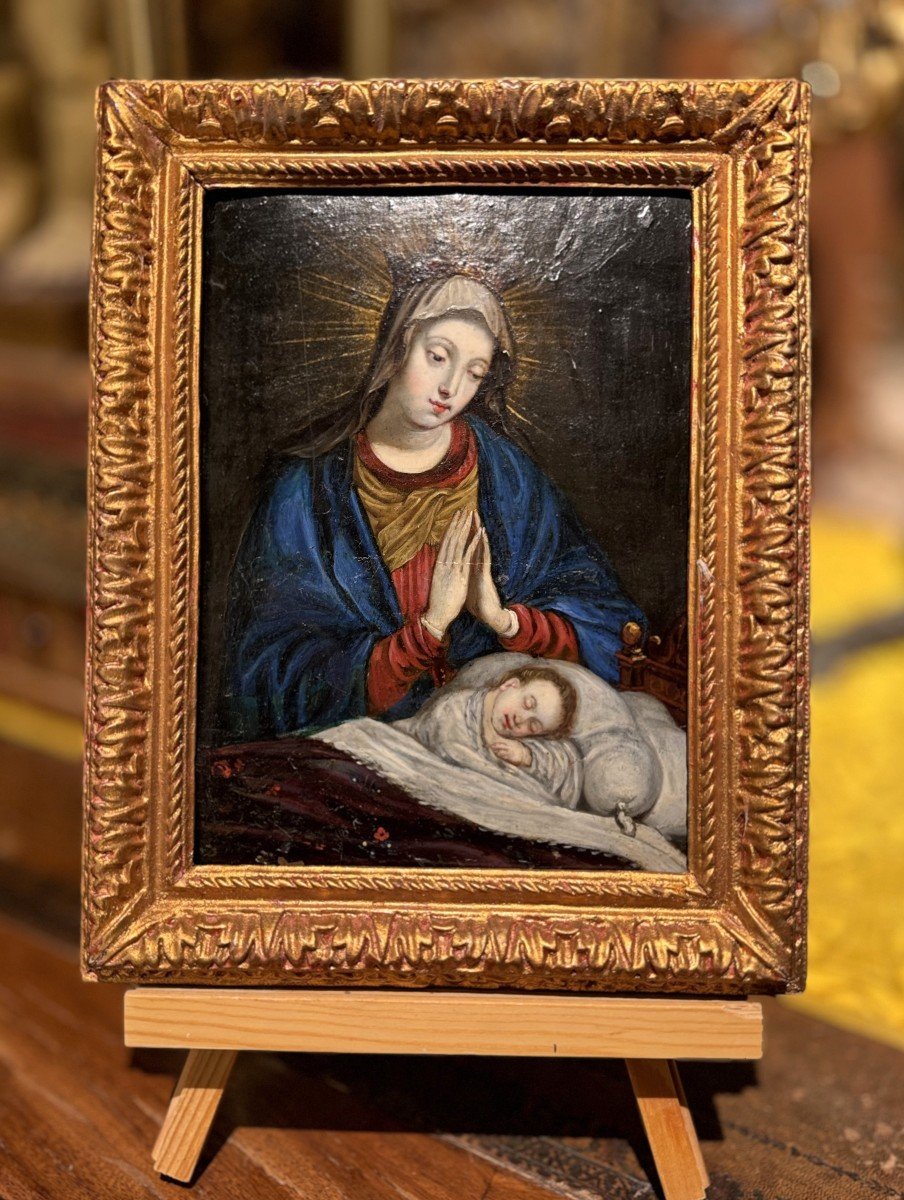 Vierge à l’Enfant – Huile Sur Cuivre - XVIIe-photo-3