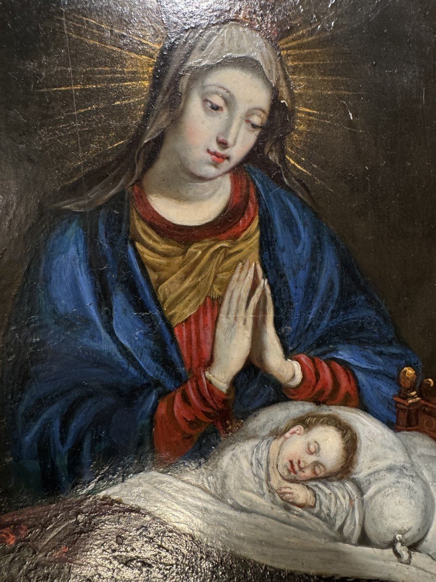 Vierge à l’Enfant – Huile Sur Cuivre - XVIIe