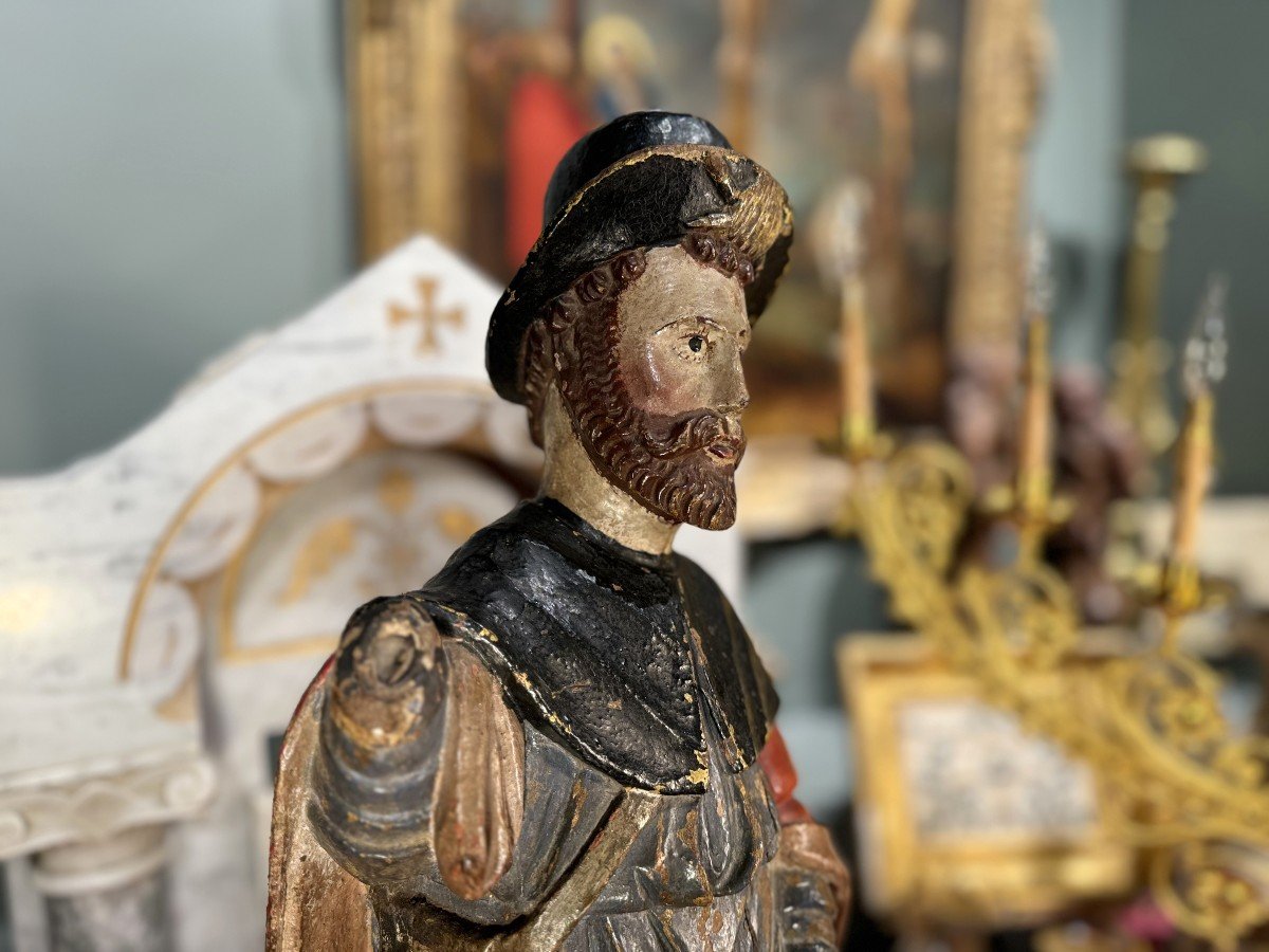 Saint Roch In Carved Wood - 16th Century-photo-2
