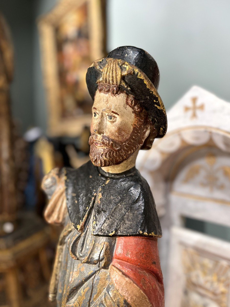 Saint Roch In Carved Wood - 16th Century-photo-1