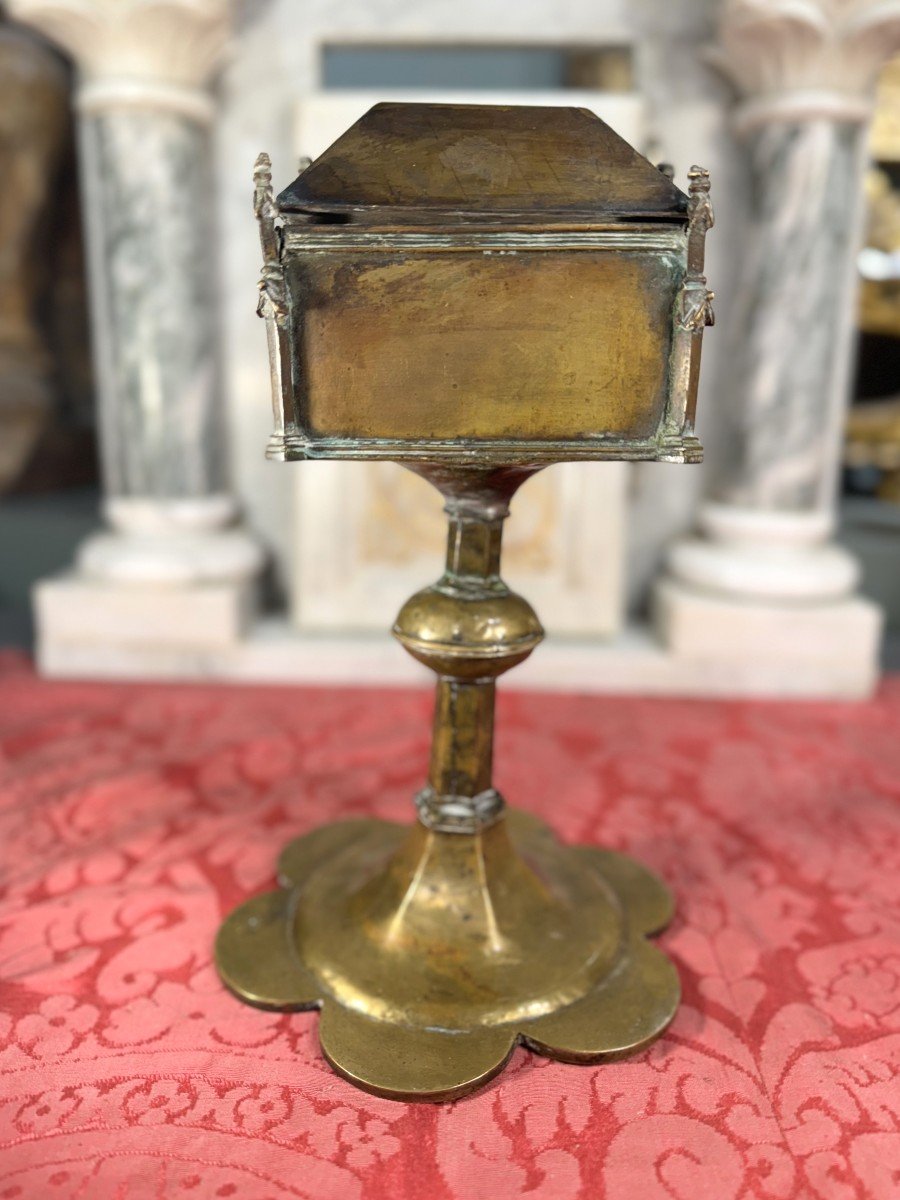 Monstrance Reliquary In Golden Copper - 15th Century-photo-4